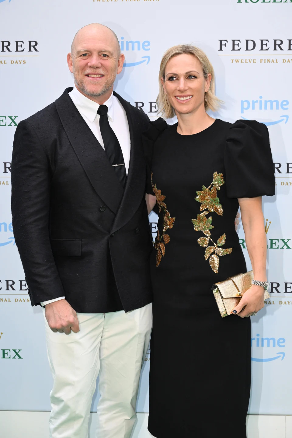 Mike Tindall and Zara Tindall attend the "Federer: Twelve Final Days" Special Screening at the Odeon Luxe Leicester Square on June 13, 2024 in London, England. (Photo by Kate Green/Getty Images)