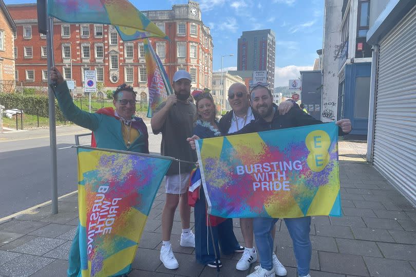 A group of colleagues from EE were among those who walked in the Swansea Pride parade last year