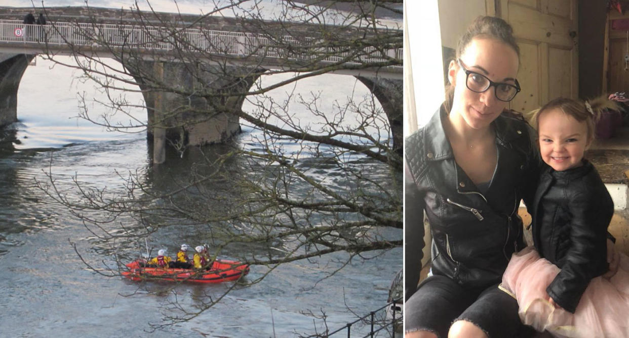 Two-year-old Kiara Moore, pictured with her mother Kim Rowlands, died after being pulled from a river (Pictures: Wales News Service)