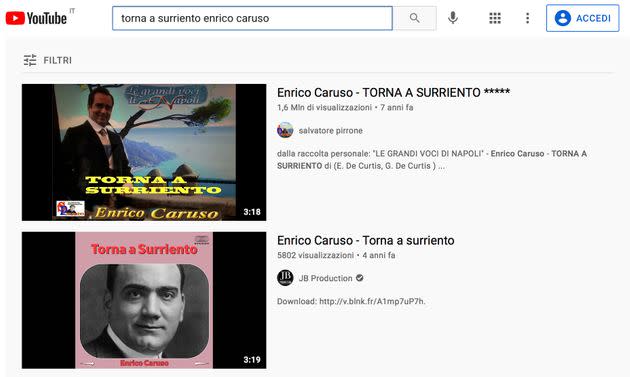 Due filmati con Enrico Caruso che canta 