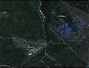 3D view of the drill pad location and drill hole traces reported in this release.