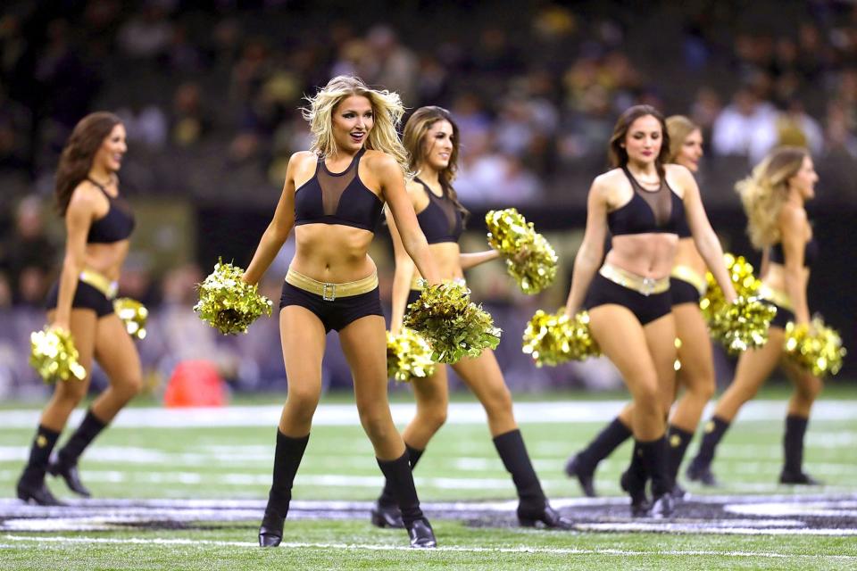 <p>Cheerleaders of the New Orleans Saints perform during a game against the Los Angeles Rams at Mercedes-Benz Superdome on November 27, 2016 in New Orleans, Louisiana. The Saints defeated the Rams 49-21. (Photo by Wesley Hitt/Getty Images) </p>