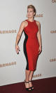 Celebrity fashion: Kate Winslet has also worn this stunning red and black optical illusion dress. With amazing curves like hers, the look is a winner every time.