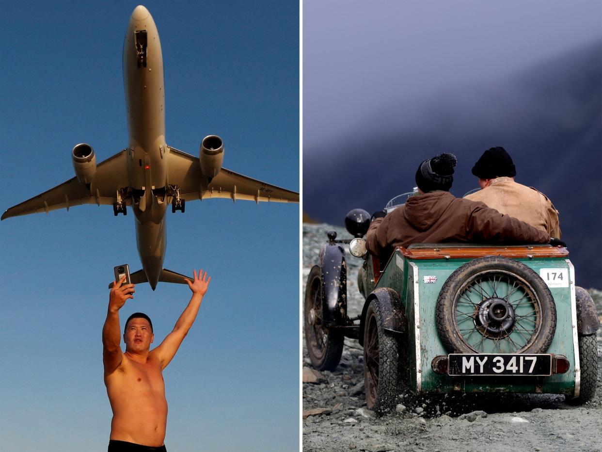 Motoring enthusiasts take part in the annual VSCC Lakeland Trial at Honister Slate Mine in Keswick, Britain, November 12, 2022. REUTERS/Lee Smith Ivan, a tourist from Russia, takes a selfie at Mai Khao Beach as a plane takes off from Phuket International Airport in Phuket, Thailand, January 17, 2022. TPX IMAGES OF THE DAY