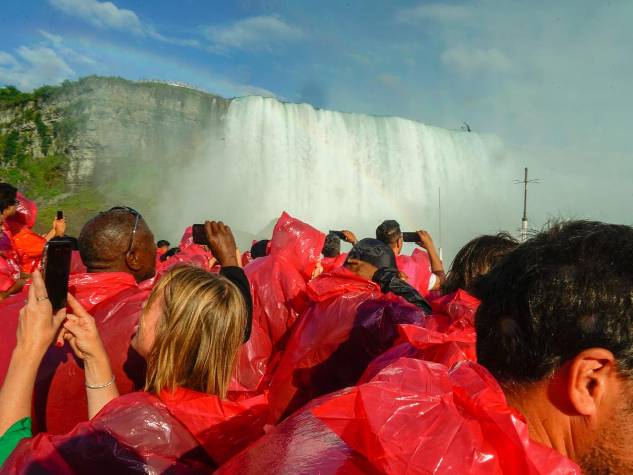 Crowds on the boat at Niagara Falls