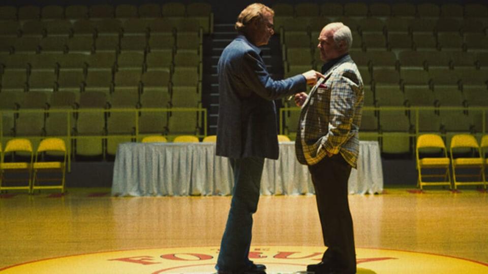 John C. Reilly and Michael Chiklis as Jerry Buss and Red Auerbach in "Winning Time" (HBO)