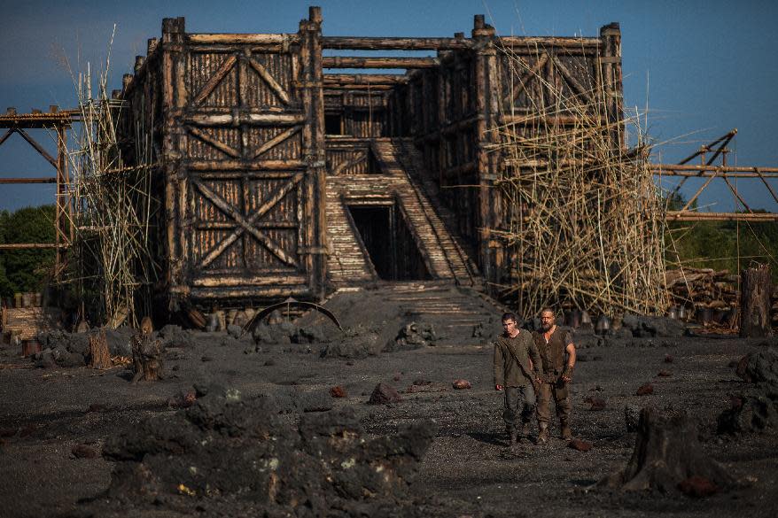 FILE - This image released by Paramount Pictures shows Logan Lerman, left, and Russell Crowe in a scene from "Noah." After sparking controversy among conservative Christians in the U.S., officials across parts of the Muslim world say they do not expect the Hollywood film Noah will be shown in local theaters because it depicts a prophet and could offend cinemagoers. Director of media content at the National Media Center in the United Arab Emirates, Juma Al-Leem, told The Associated Press on Thursday, March 13, 2014 that the movie will not be allowed in cinemas because it contradicts a generally agreed upon taboo in Islam by depicting a prophet. (AP Photo/Paramount Pictures, Niko Tavernise, File)