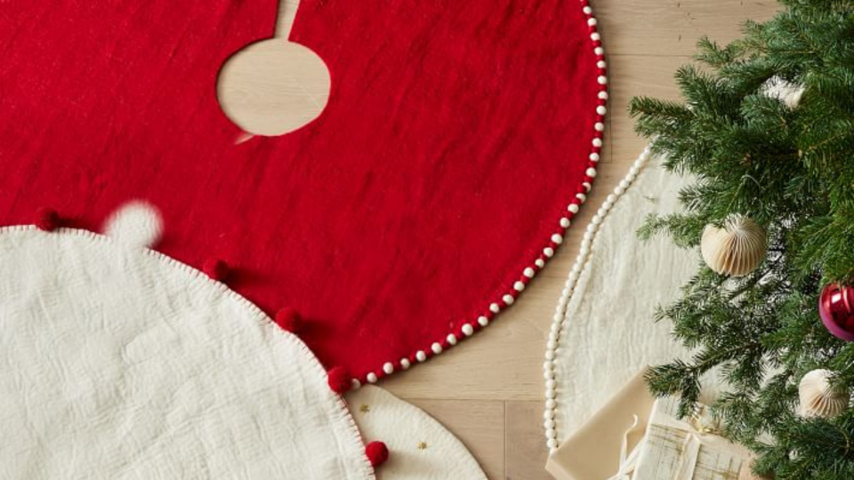 This tree skirt comes in a traditional Christmas red to add a pop of color without being overwhelming