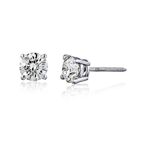 AGS Certified Natural Diamond Earrings For Women in 14K Gold with Screw Back and Post Studs (I1…