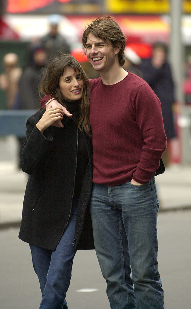 Cruz and Cruise on the set of "Vanilla Sky" in the early 2000s