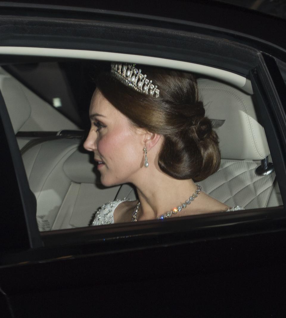 Kate Middleton attending a diplomatic reception at Buckingham Palace