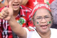 People who support the amending of Myanmar’s constitution gather at a rally in Yangon