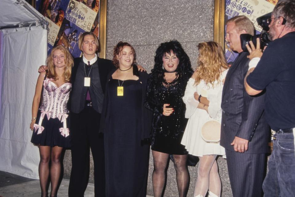 <div class="inline-image__caption"><p>Roseanne Barr, wearing a black outfit, with her children (Brandi Ann Brown, Jake Pentland, Jennifer Pentland, and Jessica Pentland) and partner, Ben Thomas, at the 1994 MTV Video Music Awards, held at Radio City Music Hall in New York City, New York, Sept. 8, 1994. </p></div> <div class="inline-image__credit">Vinnie Zuffante/Michael Ochs Archives/Getty</div>