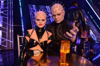 <p>Two Pinheads are scarier than one! The WWE star and partner Witney Carson rocked Horror Night as the Hell Priests from the <em>Hellraiser</em> franchise, their makeup certainly deserving a round of applause.</p>
