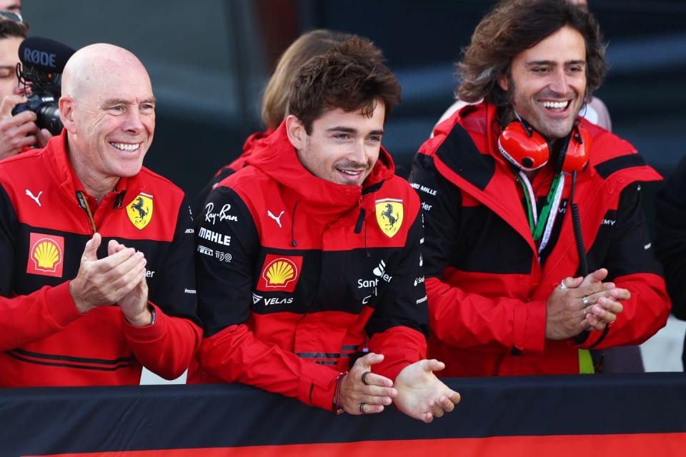 jock clear with formula 1 driver charles leclerc