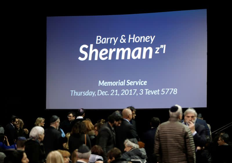 FILE PHOTO: Mourners arrive for a memorial service for pharmaceutical billionaire Barry Sherman and his wife Honey, days after their mysterious deaths in Toronto