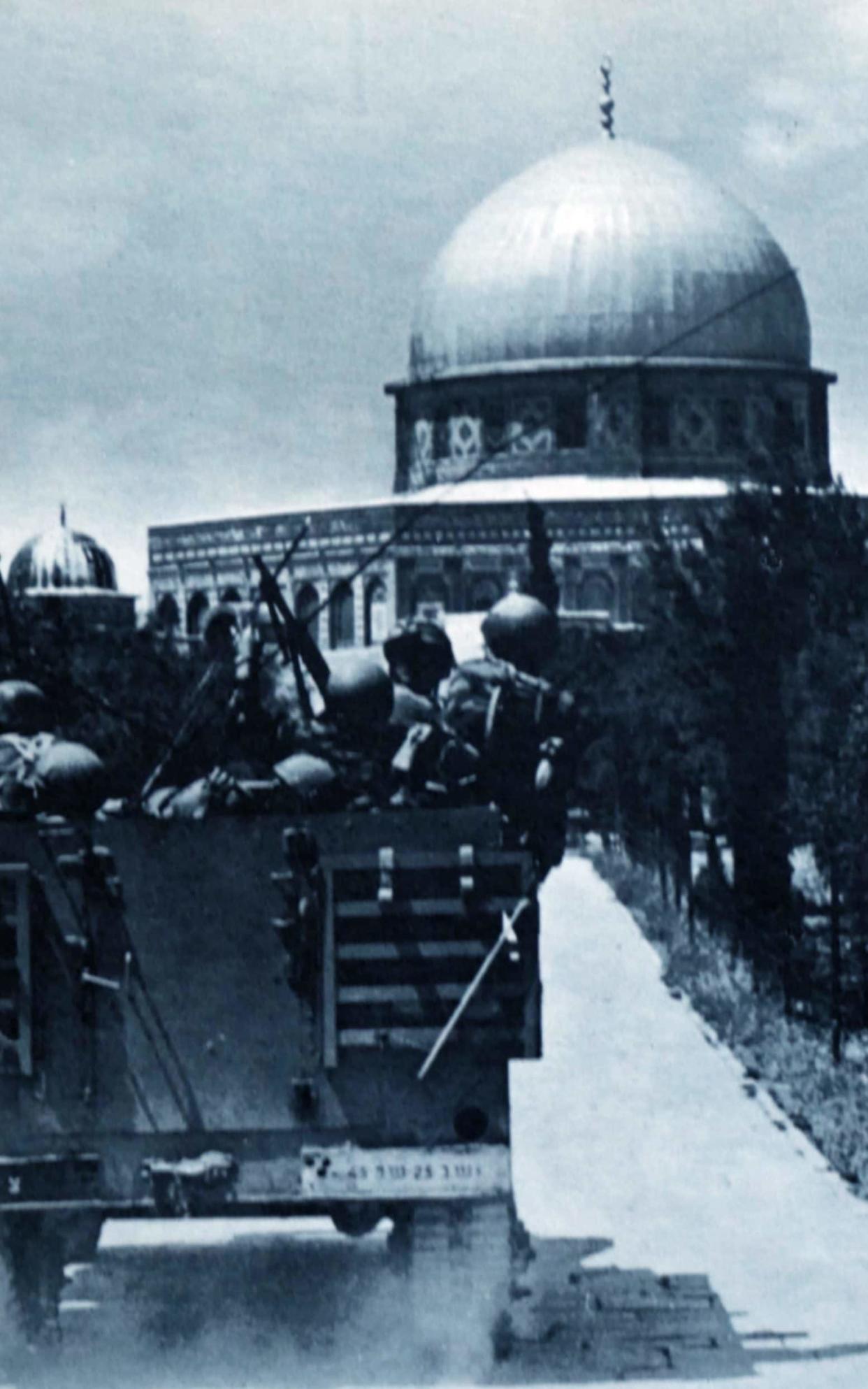 Israeli troops seize Temple Mount, the Dome of the Rock and Al-Aqsa Mosque, in Jerusalem, during the Six Day War in 1967