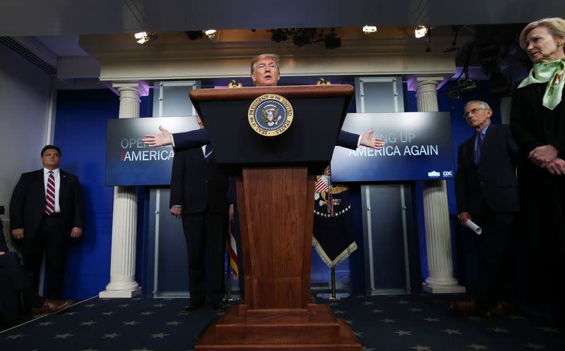 U.S. President Trump leads daily coronavirus response briefing at the White House in Washington