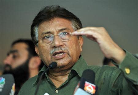 Pakistan's former President Pervez Musharraf speaks during a news conference in Dubai March 23, 2013. REUTERS/Mohammad Abu Omar