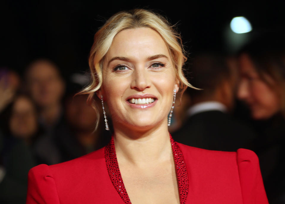 FILE - This Oct. 14, 2013 file photo shows British Actress Kate Winslet at the Gala screening of "Labor Day," as part of the 57th BFI London Film Festival, in London. Winslet's recent filmography is doted with memorable mothers: "Mildred Pierce," "Carnage," "Revolutionary Road," "Little Children." She adds another portrait of motherhood with "Labor Day," which she discussed in an interview before giving birth to her third child. (Photo by Joel Ryan/Invision/AP, File)