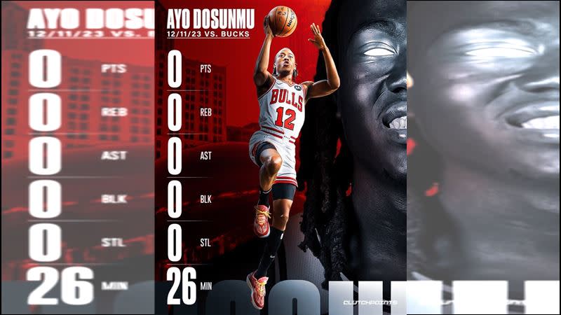 公牛小將多蘇姆（Ayo Dosunmu）上場26分29秒數據全掛0，吞下1犯。（圖／翻攝自ClutchPoints推特）