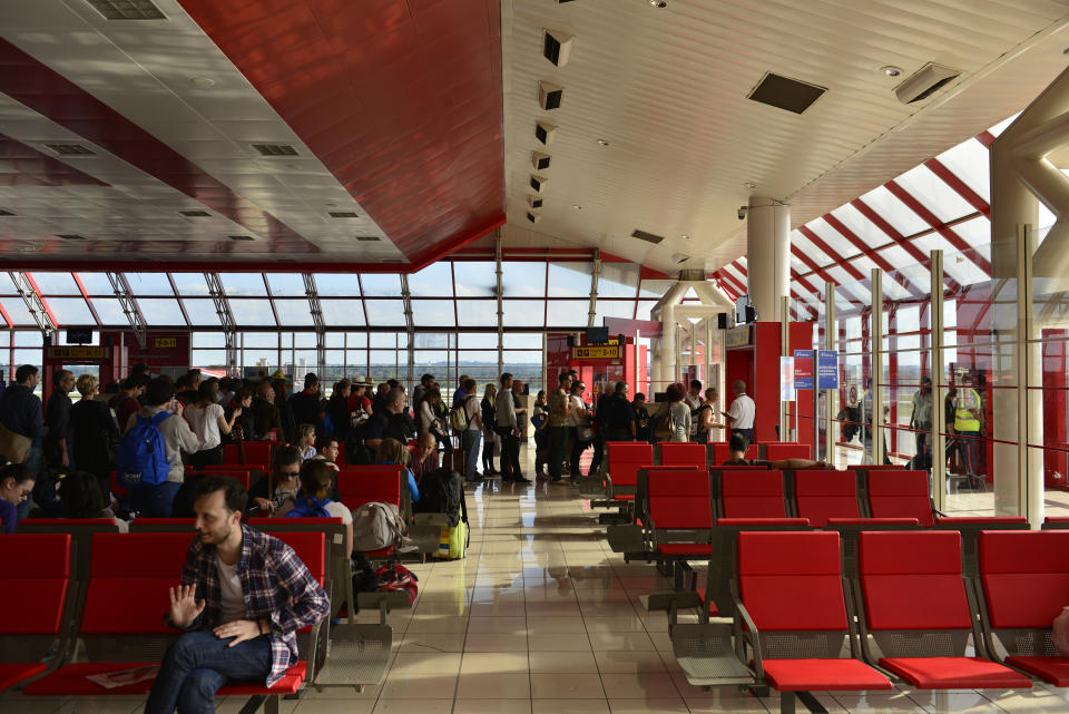 Havana, Cuba - December 18, 2014: Passengers board a flight bound for Europe at José Martí International Airport in Havana, Cuba
