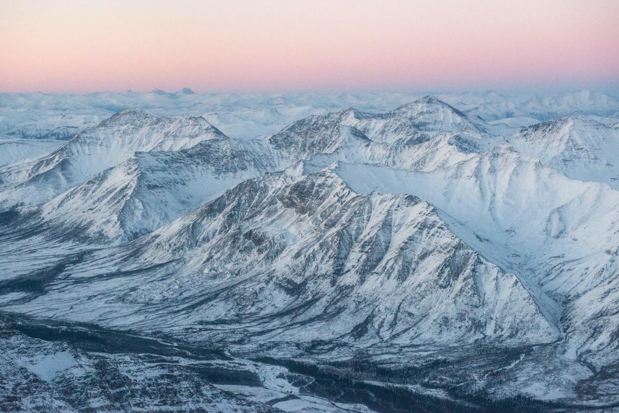 The northern stretch of Brooks Range is seen at sunrise.