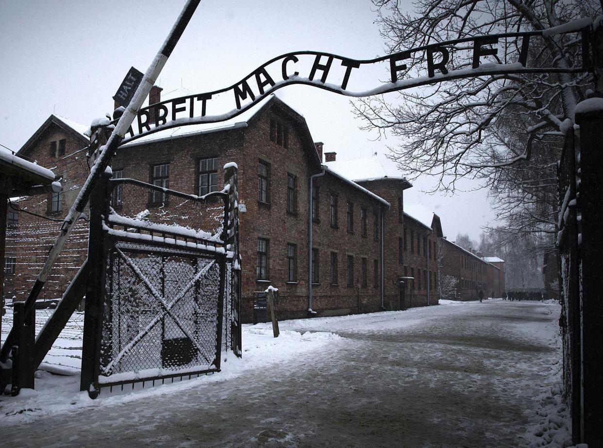 The entrance to the former Nazi concentration camp Auschwitz-Birkenau in Poland: JOEL SAGET/AFP/Getty Images