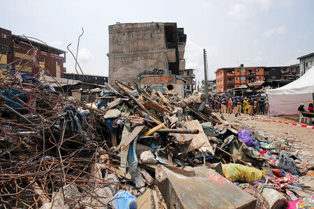 Rubble is pictured at the site of a collapsed building in Nigeria's commercial capital of Lagos, Nigeria March 15, 2019. REUTERS/Afolabi Sotunde