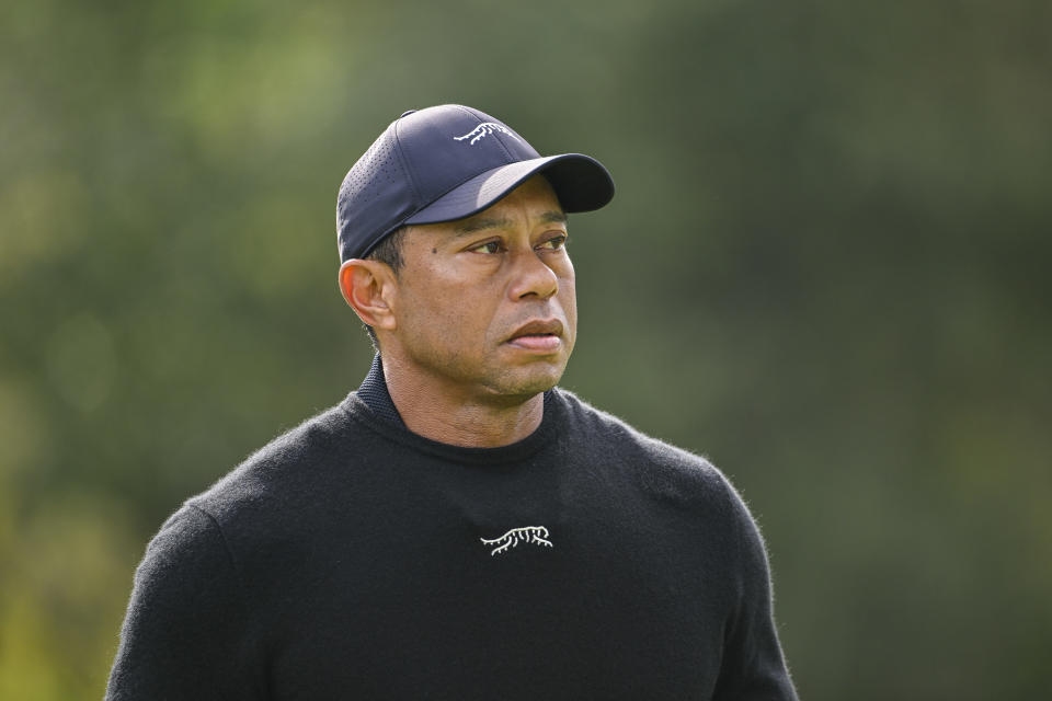 Tiger Woods, sporting the Sun Day Red logo in February. (Ben Jared/PGA TOUR via Getty Images)