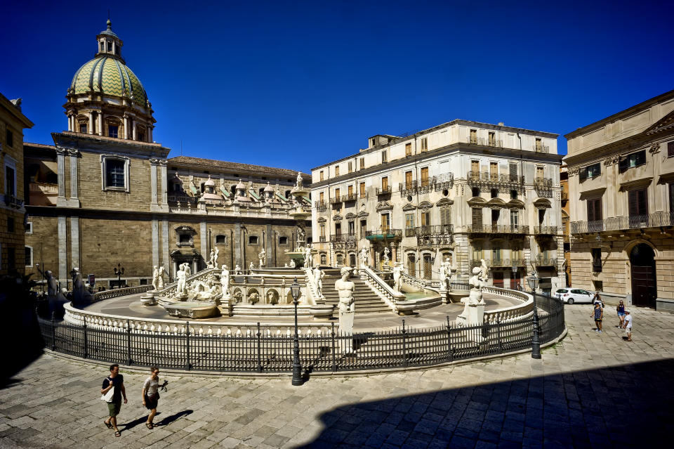 Piazza Pretoria in Palermo features a gorgeous fountain and several statues. (Stefano Montesi - Corbis via Getty Images)