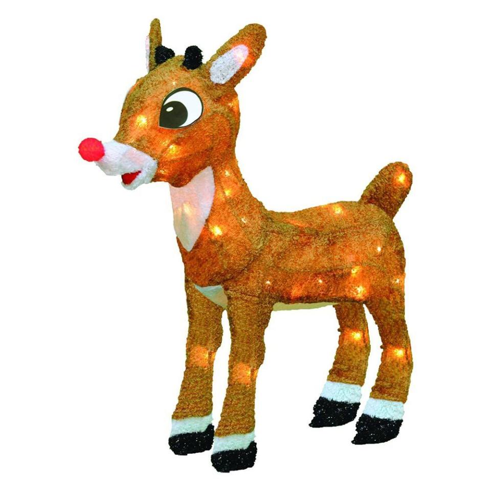 Rudolph Yard Decoration with Bright Red Flashing Nose