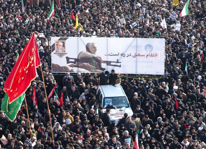 Funeral procession for Major-General Soleimani and commander Abu Mahdi al-Muhandis in Tehran