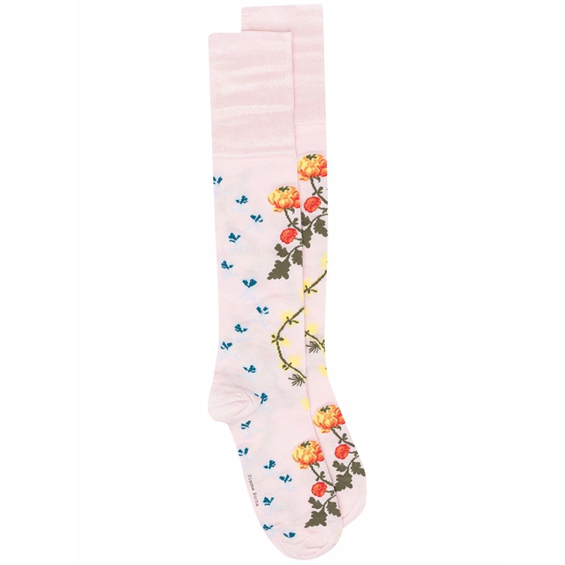 11) Creeping Flower Jacquard Knee-High Socks