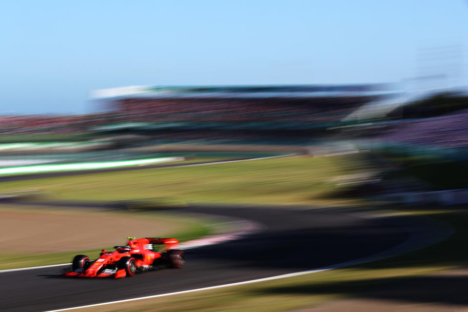 SUZUKA, JAPAN - OCTOBER 13: Charles Leclerc of Monaco driving the (16) Scuderia Ferrari SF90 on track during the F1 Grand Prix of Japan at Suzuka Circuit on October 13, 2019 in Suzuka, Japan. (Photo by Mark Thompson/Getty Images)