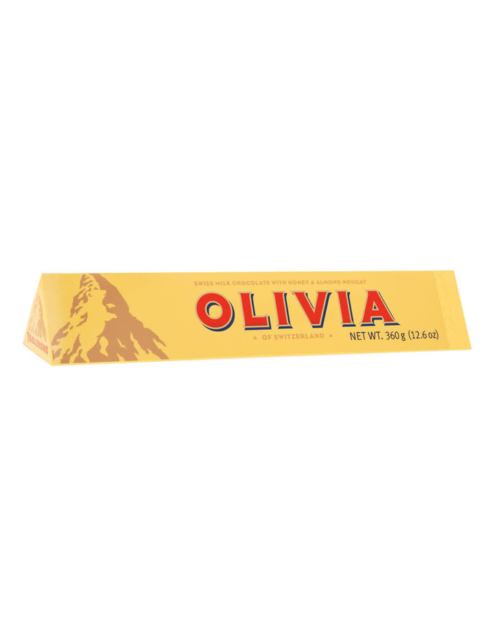 <p>Rather than just a box of chocolate, this one will make you look like you put in a whole lot of extra effort – and frankly, who wouldn’t want a Toblerone block with their name on it? You can also do this super easy online. Source: <a rel="nofollow noopener" href="https://www.myer.com.au/p/360g-toblerone-swisse-milk-chocolate-with-honey-and-almond-nougat-646225840" target="_blank" data-ylk="slk:MYER;elm:context_link;itc:0;sec:content-canvas" class="link ">MYER</a> </p>