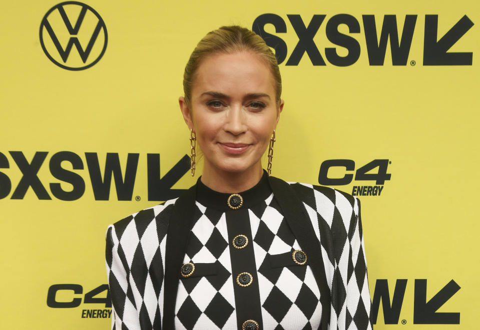 Emily Blunt arrives for the world premiere of "The Fall Guy" at the Paramount Theatre during the South by Southwest Film Festival on Tuesday, March 12, 2024, in Austin, Texas. (Photo by Jack Plunkett/Invision/AP)