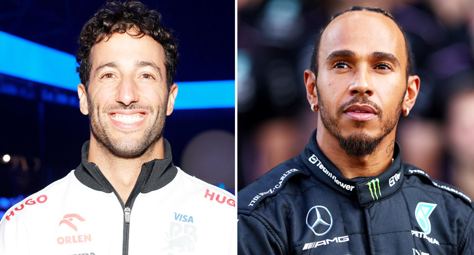 Pictured left Daniel Ricciardo and right Lewis Hamilton