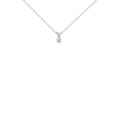 Diamond Solitaire Pendant Necklace in White Gold