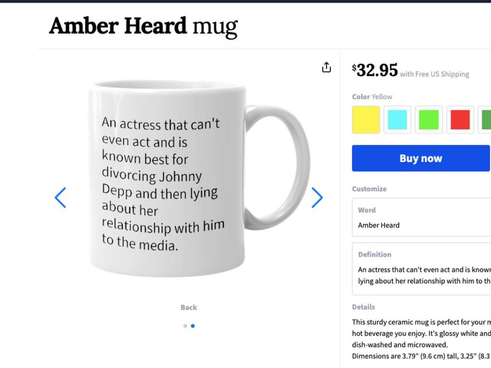 Urban Dictionary is selling slanderous ‘Amber Heard’ mugs for $33 (Urban Dictionary)