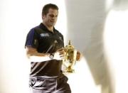 Rugby Union - New Zealand Press Conference - Pennyhill Park, Bagshot, Surrey - 1/11/15 New Zealand's Richie McCaw with the Webb Ellis Cup after the press conference Action Images via Reuters / Henry Browne Livepic