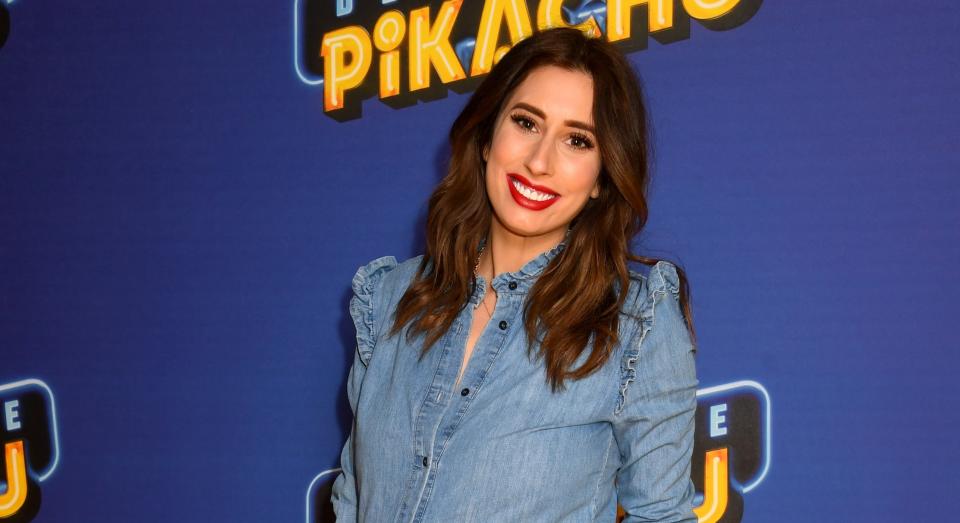 Stacey Solomon has likened her stretch marks to 'guitar strings' for baby Rex [Image: Getty]