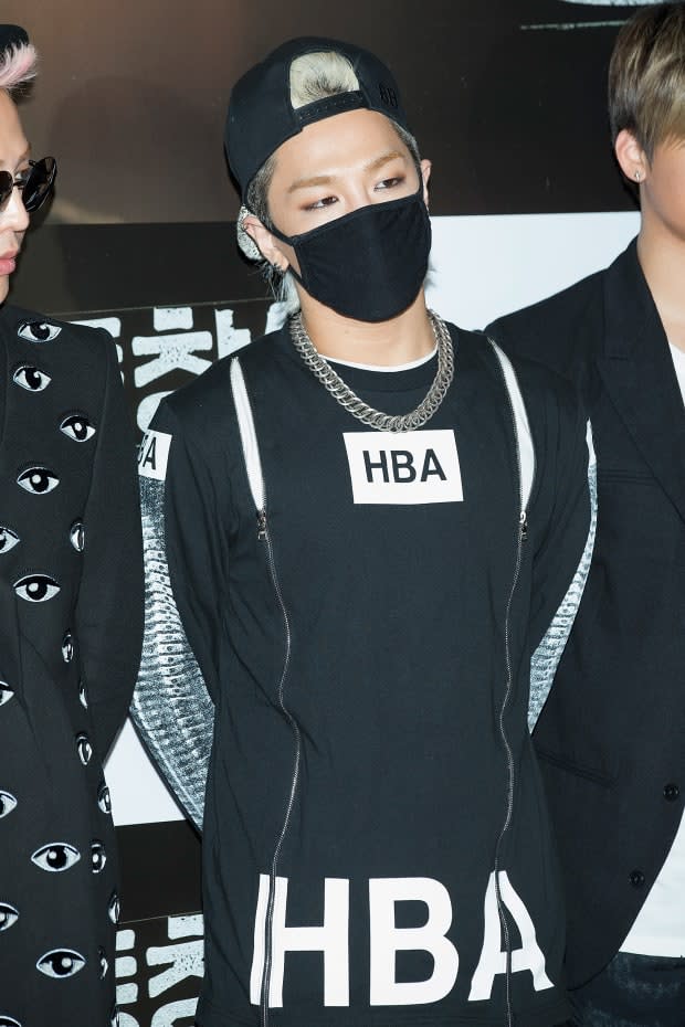 Taeyang and other members of Bigbang at the VIP screening of "Commitment" in Seoul, South Korea in 2013.