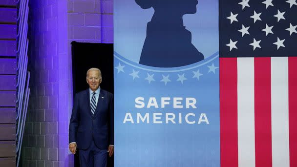 PHOTO: President Joe Biden arrives to deliver remarks on gun crime and his 'Safer America Plan' during an event in Wilkes Barre, Pa, Aug. 30, 2022. (Kevin Lamarque/Reuters)