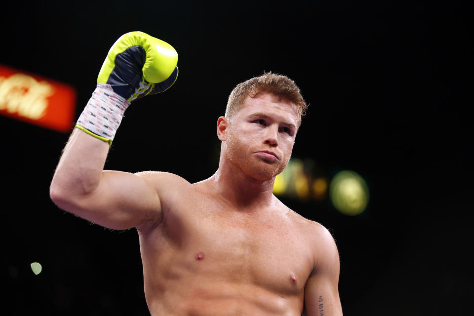 LAS VEGAS, NEVADA - NOVEMBER 02:  Canelo Alvarez prepares for his WBO light heavyweight title fight against Sergey Kovalev at MGM Grand Garden on November 2, 2019 in Las Vegas, Nevada. Alvarez won the title by an 11th-round knockout.  (Photo by Steve Marcus/Getty Images)