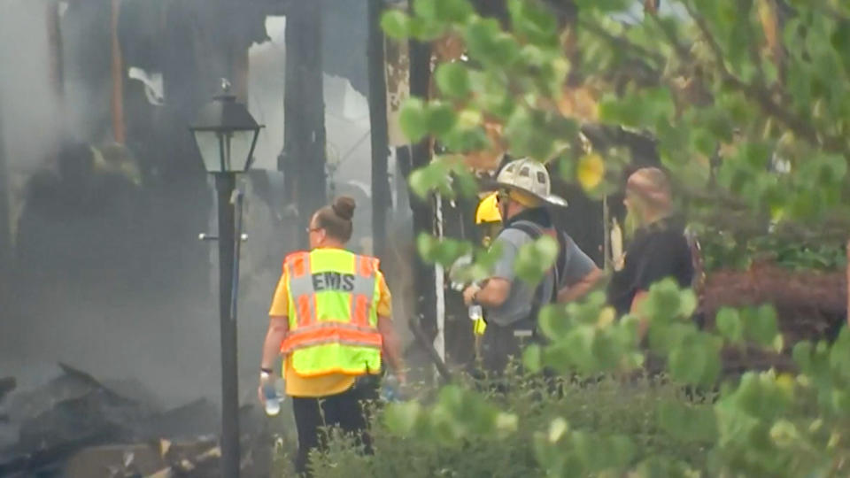 Emergency crews respond to an explosion in Plum, Pa., on Aug. 12, 2023. (WPXI)