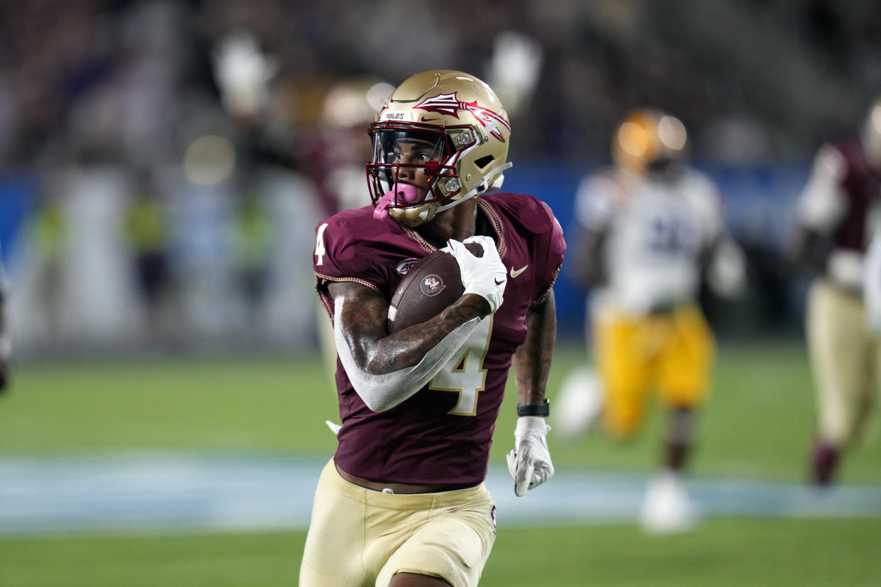 Florida State and wide receiver Keon Coleman look like they have the edge this weekend against Clemson. (AP Photo/John Raoux)