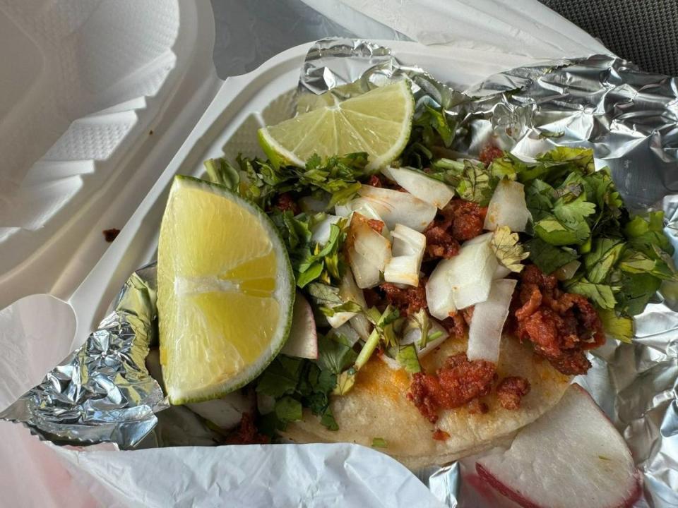 An adobada taco at Sol De Mexico at 1120 Lakeway Dr. in Bellingham, Wash. on Wednesday, June 5, 2024. Alyse Smith/The Bellingham Herald