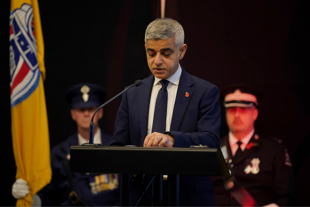 Sadiq Khan at City Hall Remembrance Day Service on Friday (PA)