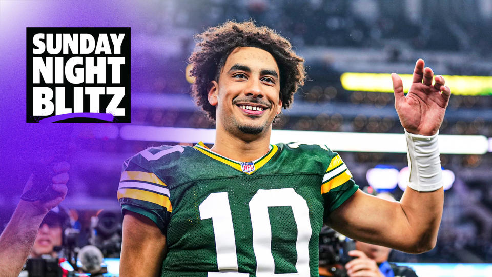 DALLAS, TX - JANUARY 14: Jordan Love #10 of the Green Bay Packers celebrates after defeating the Dallas Cowboys during the NFC Wild Card playoff game at AT&T Stadium on January 14, 2024 in Dallas, Texas. (Photo by Cooper Neill/Getty Images)